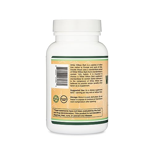 White Willow Bark Capsules 800mg per Serving, 120 Count (Willow Bark Extract Std. Double Wood SupplementsBuy Supplements Australia