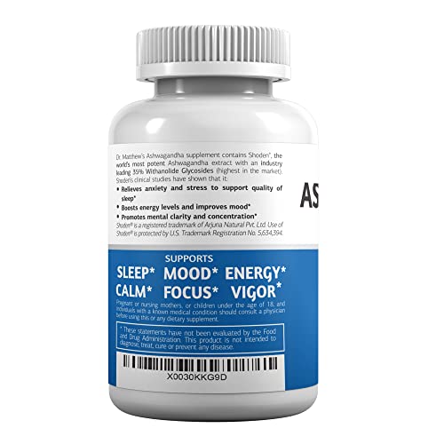Aswagandha Vitamin Stress Relief Supplement. Cortisol Blocker Ashwagandha Capsules Dr. MatthewBuy Supplements Australia