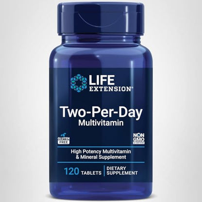 Life Extension Two-Per-Day Multivitamin - Packed with Over 25 Vitamins, Minerals & Extracts -Vitamins B6, C, D - Zinc - Two-Month Supply