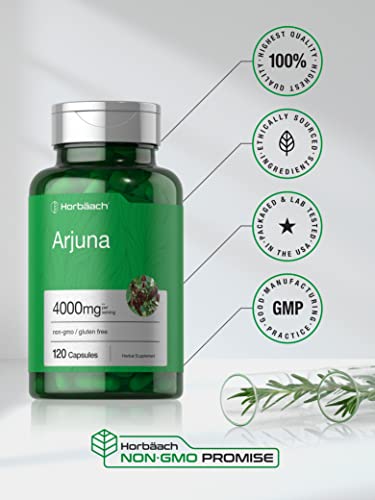 Arjuna Capsules 4000mg | 120 Count | Non-GMO, Gluten Free | from Arjuna Bark Herb HorbäachBuy Supplements Australia