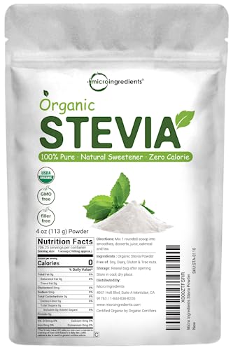 Pure Organic Stevia Powder, 4 Ounces, 706 Serving, Highest Grade Stevia Green Micro IngredientsBuy Supplements Australia