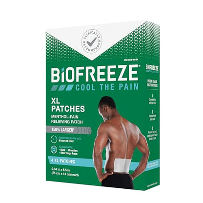 Biofreeze XL Pain Relief Patches, Menthol Pain Patches for Lower Back, Neck, Knee, & Shoulder, Comfortable & Flexible Fabric Stays in Place, 4 ct BiofreezeBuy Supplements Australia