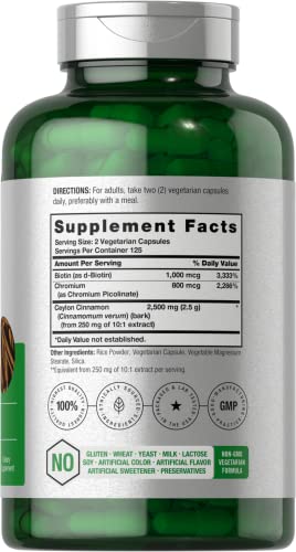 Cinnamon with Chromium Picolinate 2500mg | 250 Capsules | Plus Biotin | Vegetarian HorbäachBuy Supplements Australia