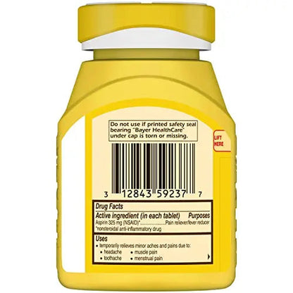 Bayer Genuine Aspirin 325 mg, Coated Tablets for Headache Relief, Multi-Symptom Pain Reliever and Fever Reducer, Pain Relief Tablets for Tooth and Muscle Pain, Backache, 300 Ct BayerBuy Supplements Australia