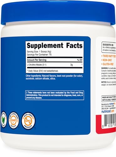 Nutricost L-Citrulline Malate 2:1 (300g) Fruit Punch - Workout Support, Muscle Performance NutricostBuy Supplements Australia