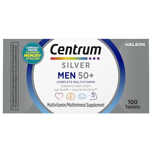 Centrum Silver Multivitamin for Men 50 Plus, Multimineral Supplement, Vitamin D3, B-Vitamins and Zinc, Gluten Free, Non-GMO Ingredients, Supports Memory CentrumBuy Supplements Australia