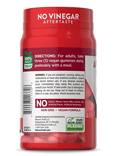 Nature's Truth Apple Cider Vinegar Gummies | 600 mg | 75 Gummies | Natural Apple Flavor Nature's TruthBuy Supplements Australia