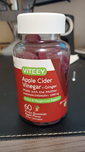 Apple Cider Vinegar Gummies 1,000mg Plus Ginger, ACV with The Mother, Detox Cleanse ViteeyBuy Supplements Australia