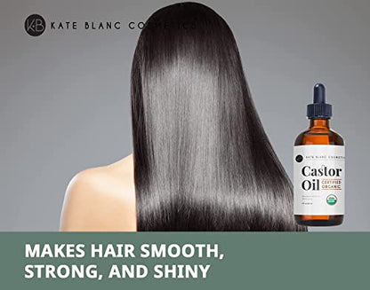 Kate Blanc Cosmetics Organic Castor Oil (4oz). 100% Pure, Cold Pressed, Hexane Free in a Glass Bottle Kate Blanc CosmeticsBuy Supplements Australia