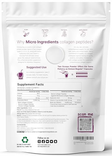 Multi Collagen Protein Powder, 2 Pounds – Type I,II,III,V,X with Biotin 10000mcg Micro IngredientsBuy Supplements Australia