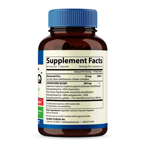 Sandhu's BioZnq 900mg Vegetarian Capsules Zinc Supplement with Quercetin Sandhu'sBuy Supplements Australia