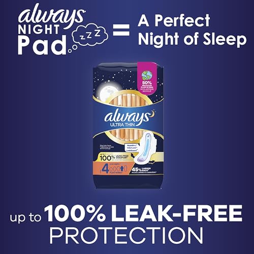 Always Ultra Thin Feminine Pads with Wings for Women, Size 4, Overnight Absorbency, Unscented AlwaysBuy Supplements Australia