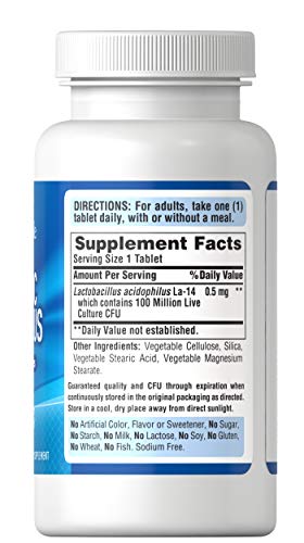 Puritan's Pride Probiotic Acidophilus Tablets, White, 100 Count Puritan's PrideBuy Supplements Australia