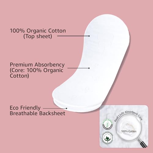 Livlit Ultra Thin Panty Liners Sanitary Pads, 100% Certified Organic Cotton from Texas, Light Absorbency LIVLITBuy Supplements Australia