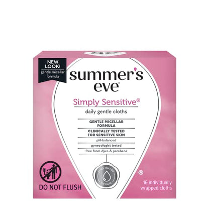 Summer's Eve Feminine Cleansing Cloths | Sensitive Skin | 16 Each | Pack of 2 Pink RhymeBuy Supplements Australia
