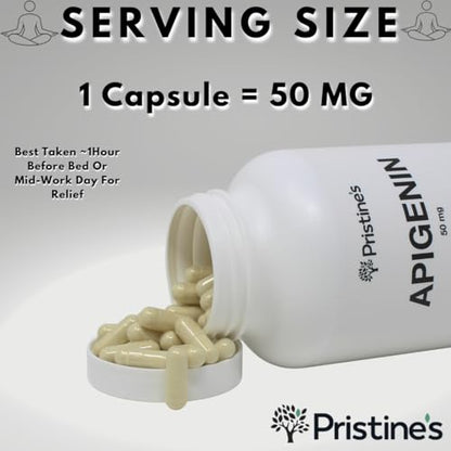 PRISTINE'S Apigenin Relaxation & Sleep Supplement Support - 50mg 300 Day Supply PRISTINE'SBuy Supplements Australia