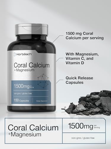 Coral Calcium 1500mg 150 Capsules | Plus Magnesium | Non-GMO, Gluten Free Supplement HorbäachBuy Supplements Australia
