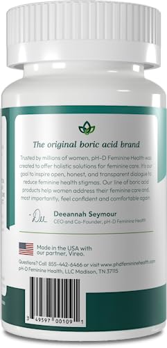pH-D Feminine Health - 600 mg Boric Acid Suppositories - Woman Owned - for Vaginal Odor Use - 12 Count pH-D Feminine Health SupportBuy Supplements Australia