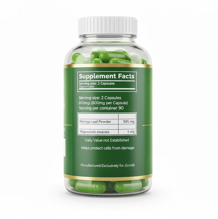 ECOVIB Moringa Capsules – 180 Vegan Capsules | Organic Superfood for Energy, Immunity & Detox ECOVIBBuy Supplements Australia