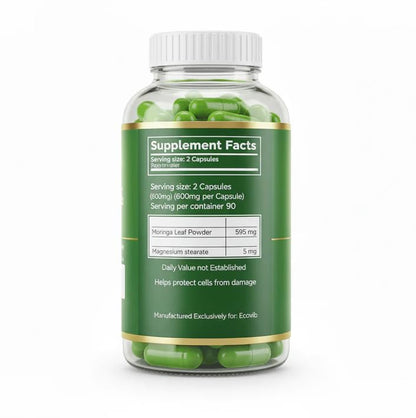ECOVIB Moringa Capsules – 180 Vegan Capsules | Organic Superfood for Energy, Immunity & Detox ECOVIBBuy Supplements Australia