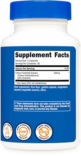 Nutricost Coleus Forskohlii 500mg, 60 Capsules - Maximum Strength Formula NutricostBuy Supplements Australia