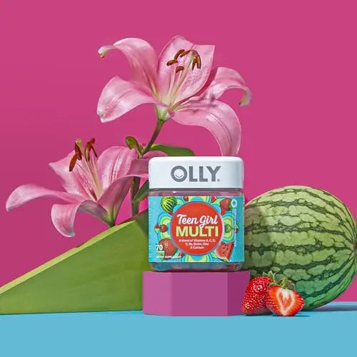 OLLY Teen Girl Multi Gummy, Healthy Skin and Immune Support, 15 Essential Vitamins, Biotin, Zinc, Calcium, Chewable Multivitamin OLLY