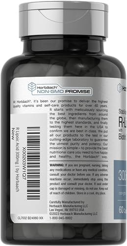 Stabilized R-Lipoic Acid 300mg | 60 Capsules | with Biotin Optimizer | Non-GMO, Gluten HorbäachBuy Supplements Australia