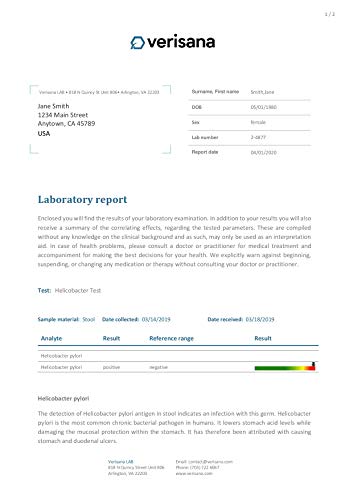 Candida & Helicobacter Test – Lab Testing Kit for Diagnosing Candida and H Pylori in Your Gut – Home Stool Test VerisanaBuy Supplements Australia