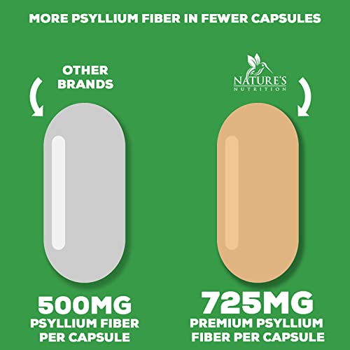 High Absorption Psyllium Husk Capsules 1450mg, Natural Soluble Fiber Supplement Non-GMO Nature's NutritionBuy Supplements Australia