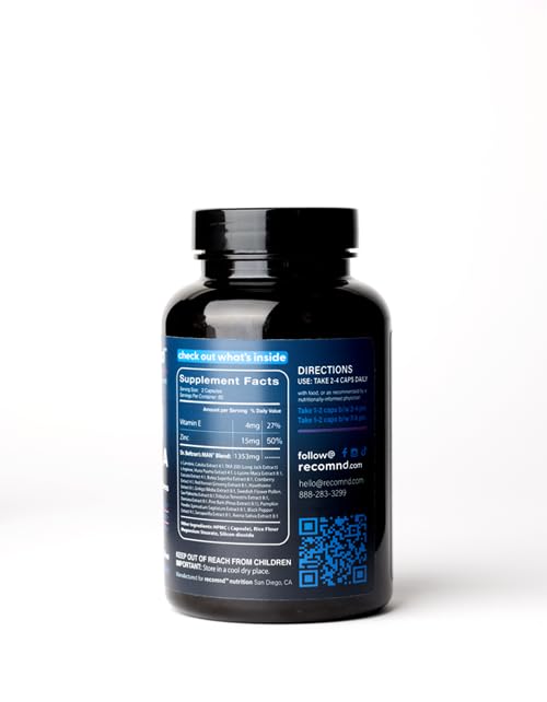 recomnd Nutrition - Man+ Formula, Energy Support, Muscle Support, and Prostate Health Supplements for Men with Vitamin E, Saw Palmetto, Red Korean Ginseng, and More, 120 Capsules recomndBuy Supplements Australia