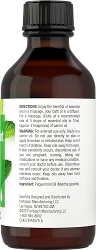 Horbaach Peppermint Oil | 2 fl oz | Pure Essential Spray | for Massage, Bath & Diffusers | Non-GMO HorbäachBuy Supplements Australia