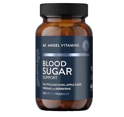 Mt. Angel Vitamins Blood Sugar Support Supplement - Natural Supplement with Pysllium Husk, Berberine with Ceylon Cinnamon, and Apple Cider Vinegar - Supports Healthy Blood Sugar Levels - 60 Capsules Mt. Angel VitaminsBuy Supplements Australia