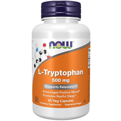 NOW Supplements, L-Tryptophan 500 mg, Encourages Positive Mood*, Supports Relaxation