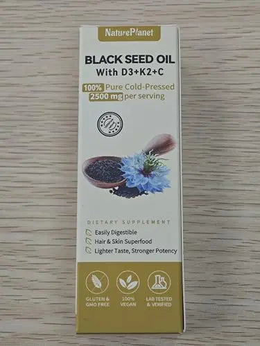 NaturePlanet Organic Soursop Bitters and Black Seed Oil Drops Bundles with Vitamins D3, K2, B6, C | NaturePlanet