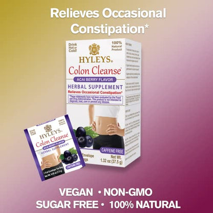 Hyleys Colon Cleanse Tea Acai Berry Flavor - 25 Tea Bags (12 Pack - 300 Tea Bags Total) HYLEYSBuy Supplements Australia