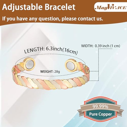 MagVIVACE Women Copper Magnetic Bracelet for Arthritis, Pure Copper Jewelry, Lymph Detox Bracelets MagVIVACEBuy Supplements Australia