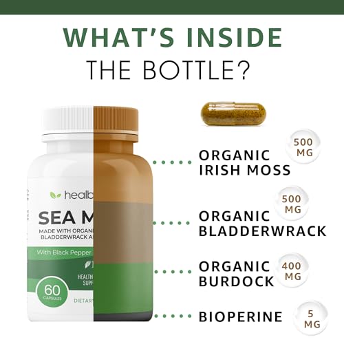 healblend Organic Irish Moss, Bladderwrack, Burdock, & BioPerine - 1405mg with Black Pepper healblendBuy Supplements Australia