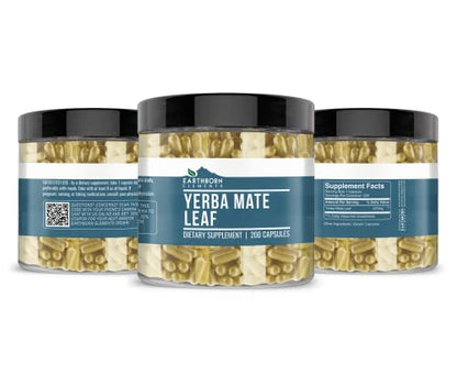 Earthborn Elements Yerba Mate Leaf 200 Capsules, Pure & Undiluted, No Additives Earthborn ElementsBuy Supplements Australia