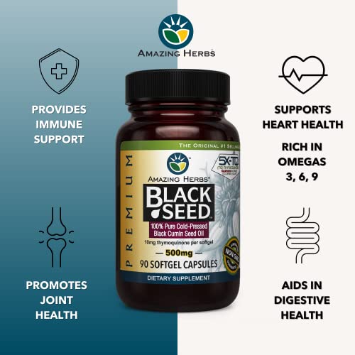 Amazing Herbs Premium Black Seed Oil Capsules - Cold Pressed Nigella Sativa Aids Amazing HerbsBuy Supplements Australia