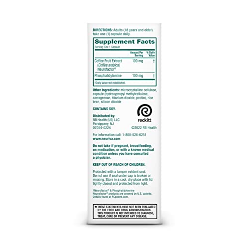 NEURIVA Original Decaffeinated Clinically Tested Nootropic Brain Supplement for Memory, Focus & Concentration, NeuroFactor & Phosphatidylserine, 28ct Capsules NEURIVABuy Supplements Australia
