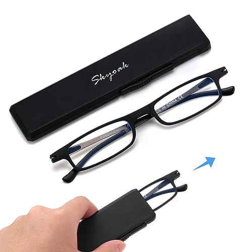 SKYOAK Ultra thin Lightweight Folding Reading Glasses Women Men TR90 Blue Light Blocking