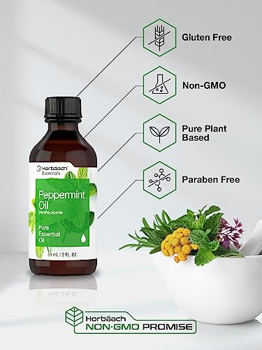 Horbaach Peppermint Oil | 2 fl oz | Pure Essential Spray | for Massage, Bath & Diffusers | Non-GMO HorbäachBuy Supplements Australia