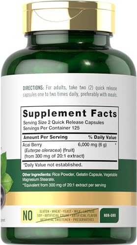 Carlyle Acai Berry Capsules 6000mg | 250 Count | Non-GMO & Gluten Free Acai Berry CarlyleBuy Supplements Australia