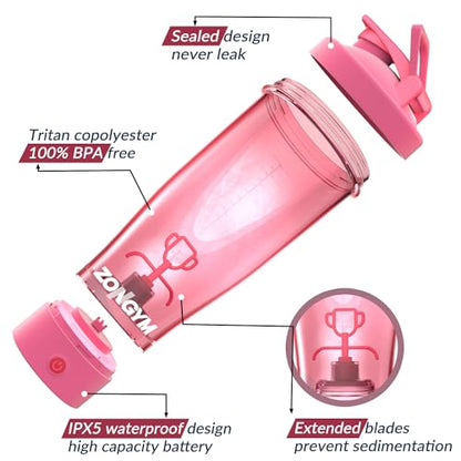 Electric Protein Shaker Bottle, 24 oz USB Rechargeable Blender Bottles, Shaker Bottles ZonGymBuy Supplements Australia