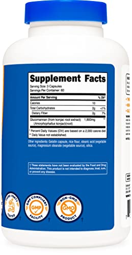 Nutricost Glucomannan 1,800mg Per Serving, 180 Capsules - Natural Fiber Source NutricostBuy Supplements Australia