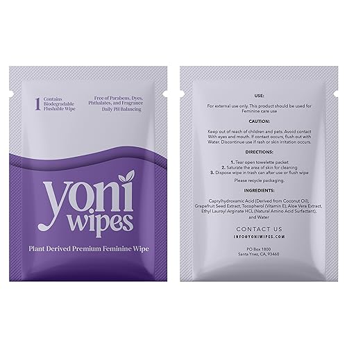 Yoni Wipes - 30 Count Biodegradable & Flushable Feminine Wipes, pH-Balanced, Aloe Vera & Vitamin E Yoni WipesBuy Supplements Australia