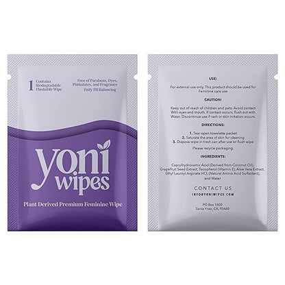 Yoni Wipes - 30 Count Biodegradable & Flushable Feminine Wipes, pH-Balanced, Aloe Vera & Vitamin E Yoni WipesBuy Supplements Australia