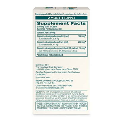Himalaya Organic Ashwagandha, 60 Day Supply, Herbal Supplement for Stress Relief HimalayaBuy Supplements Australia