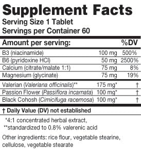 MyoCalm 60 Vegetarian Capsules | Valerian 175mg, Passion Flower 100mg, Black Cohosh 100mg, Calcium 75mg, Magnesium 75mg, b3(niacinamide), b6(Pyridoxine HCI) KarunaBuy Supplements Australia