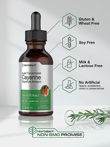 Cayenne Pepper Liquid Extract | 2 fl oz | Vegetarian, Non-GMO, Gluten Free Supplement HorbäachBuy Supplements Australia